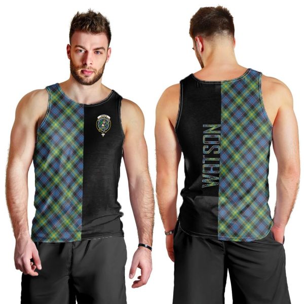 Watson Ancient Tartan Crest Men s Tank Top - Cross Style For Sale - Image 2