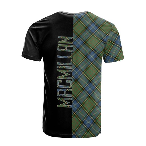 MacMillan Hunting Ancient Tartan T-Shirt Half of Me - Cross Style Cheap - Image 2