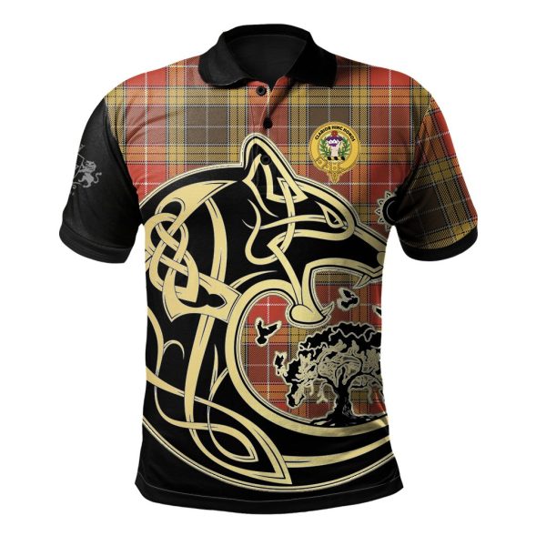 Buchanan Old Set Weathered Tartan Polo Shirt Viking Wolf For Discount