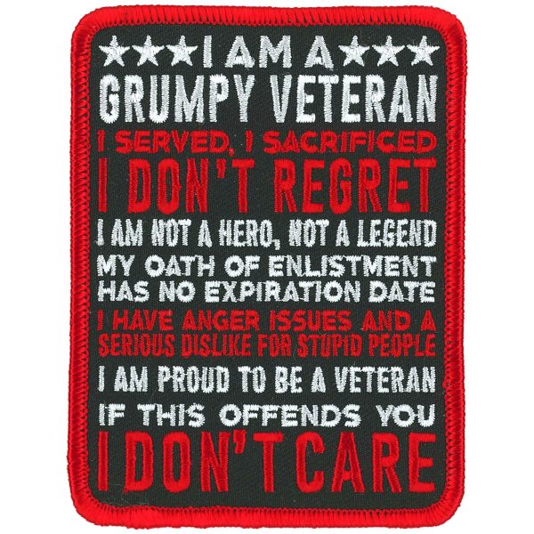 Hot Leathers I Am A Grumpy Veteran Patch For Discount